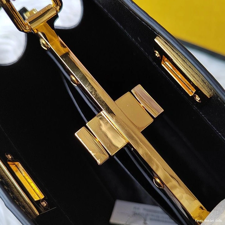 Cheap Petite Leather Peekaboo Black Bag In Fendi ISeeU Ostrich 0811